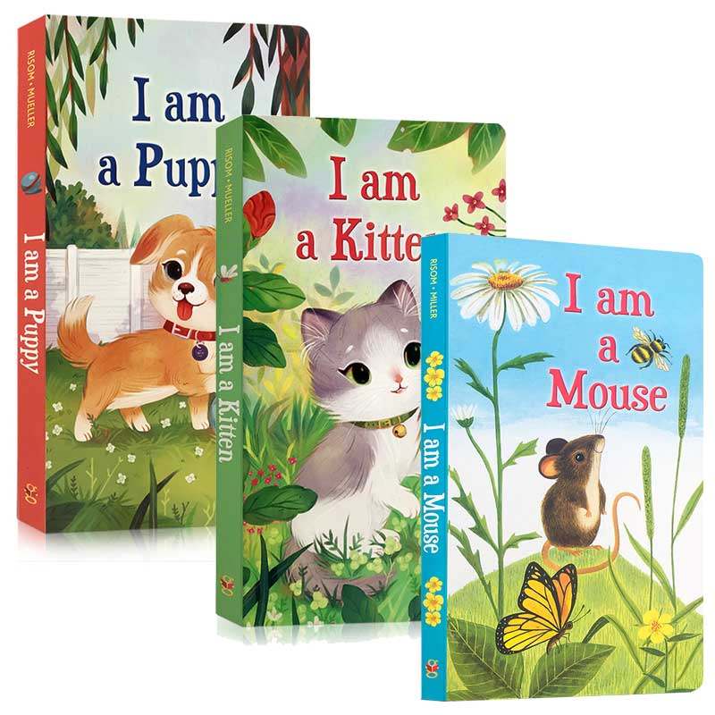 送音频英文原版3册绘本iamamousepuppykitten我是一只鼠仔0-3岁儿童