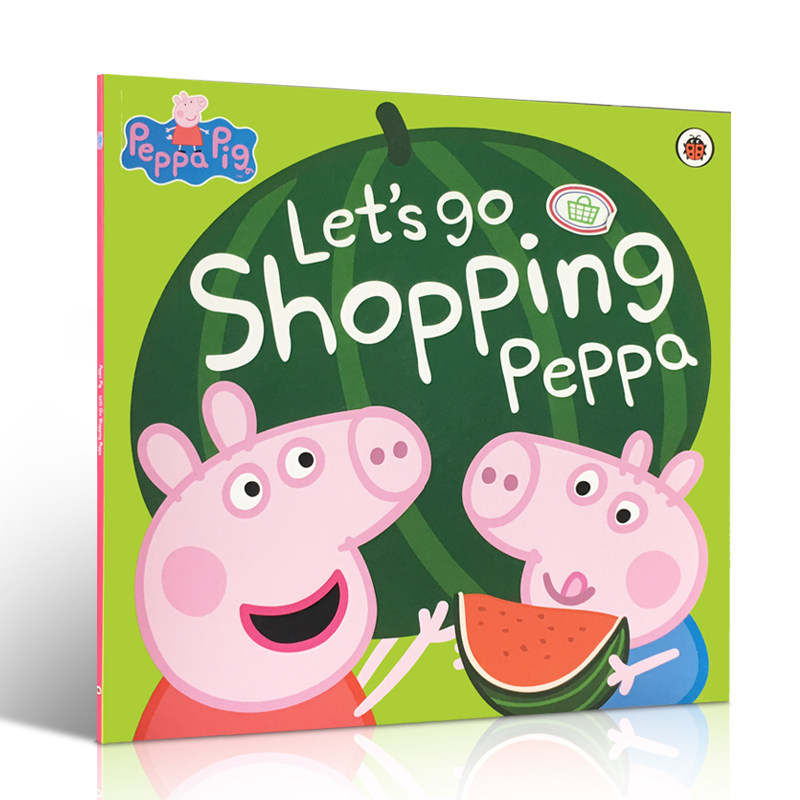 英文原版绘本 peppa pig: lets go shopping peppa 佩奇去购物 粉红