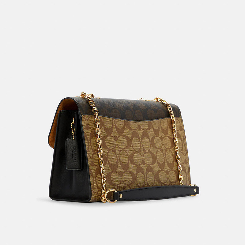 coach蔻驰奢侈品女包lane中号时尚拼色手提包气质通用款女包