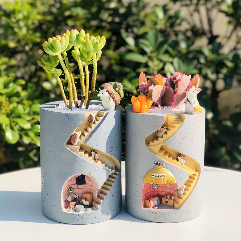 花盆刺猬小兔子创意卡通多肉无孔新年装饰盆栽花盆