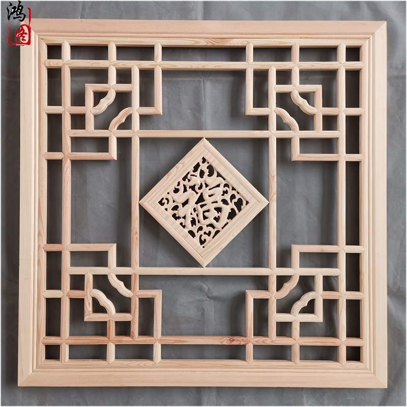 东阳木雕仿古实木实木门门窗中式花格镂空隔断木雕