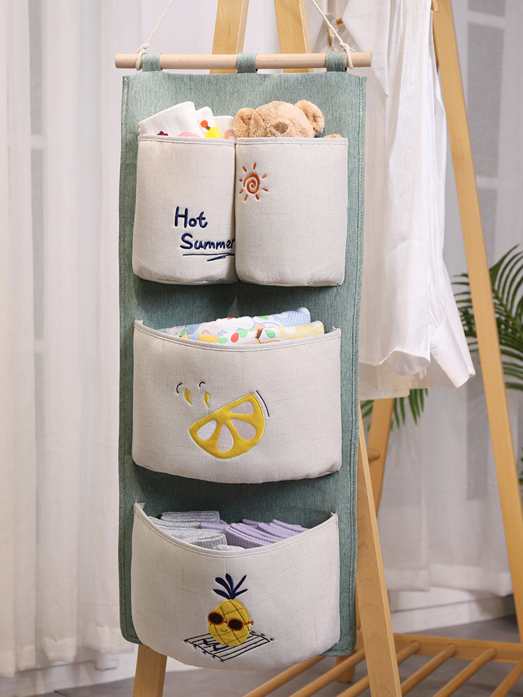 大容量布艺收纳袋挂袋门后床头储物袋墙挂式杂物袋墙上多层收纳袋