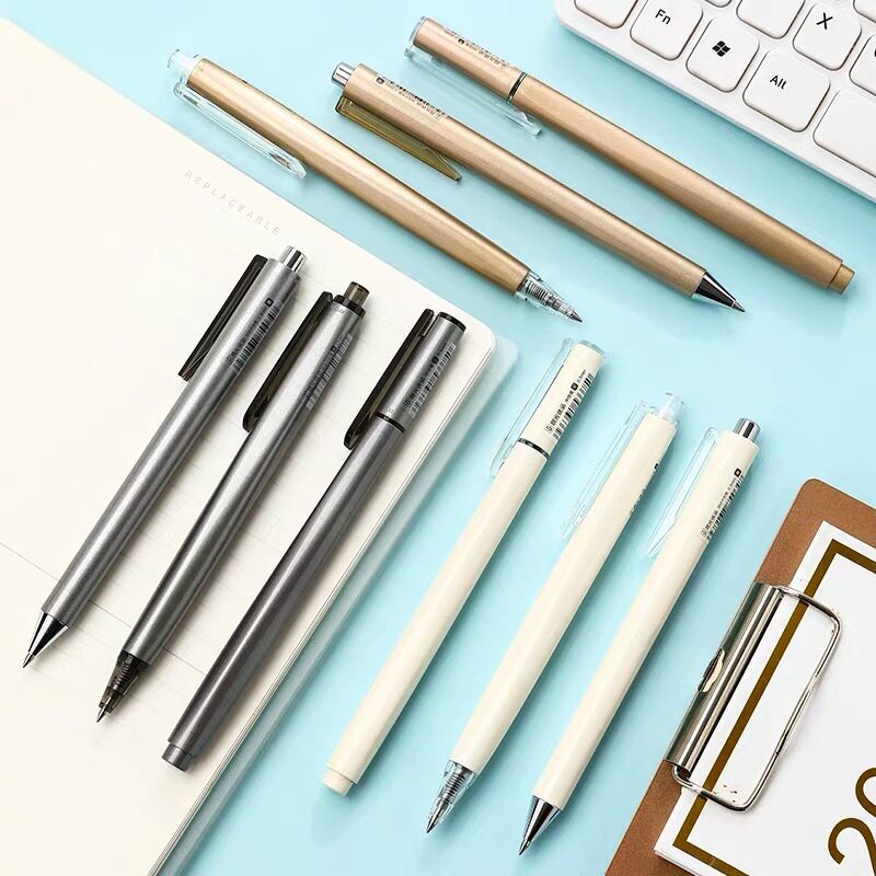 晨光商务限定花季樱花红笔流线型按压agph3701学生中性笔