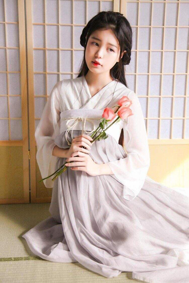 玉生烟汉元素齐胸襦裙改良汉服一件式连衣裙古风广袖学生古装服装