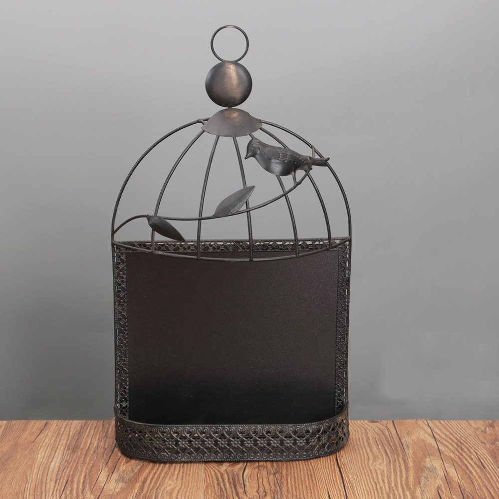 乡村乡村风风格铁艺挂式创意鸟笼留言板记事酒吧壁饰