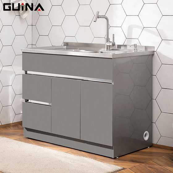 304 Basin Cabinet Stainless Steel Washing Cabinet Combined Sink Cabinet With Washboard Washing Pool Balcony Bathroom Cabinet 304 Basin Cabinet Stainless Steel Washing Cabinet Combined Sink Cabinet With Washboard Washing Pool Balcony Bathroom Cabinet