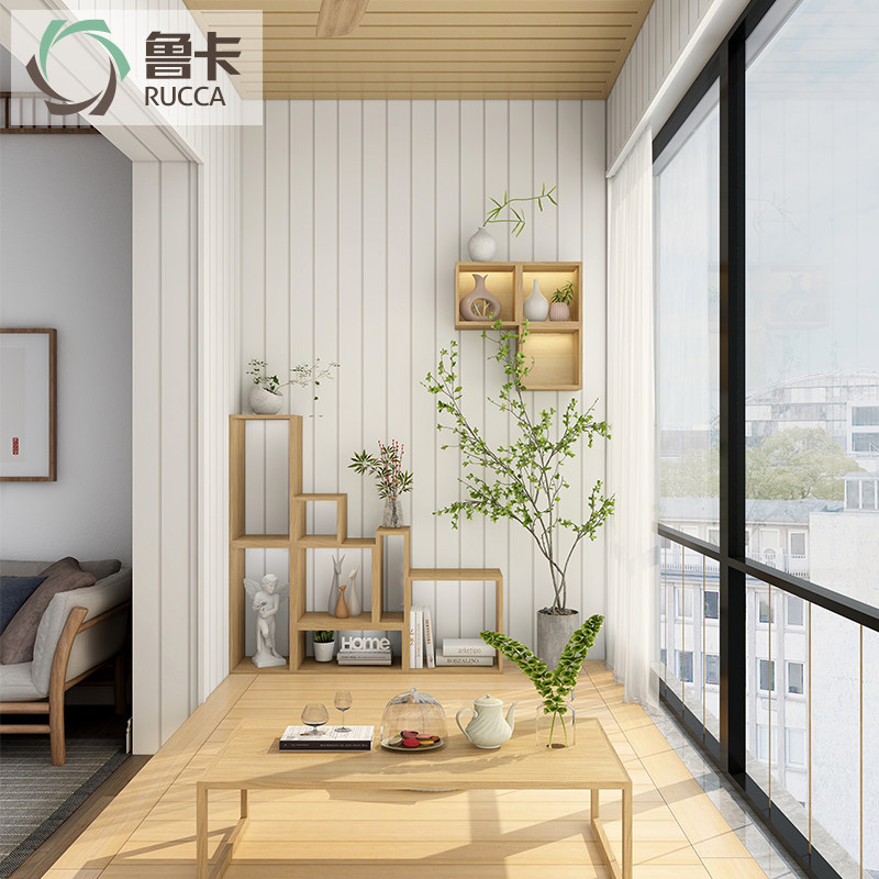 鲁卡生态墙板阳台吊顶户外防腐木木木条墙裙防腐木