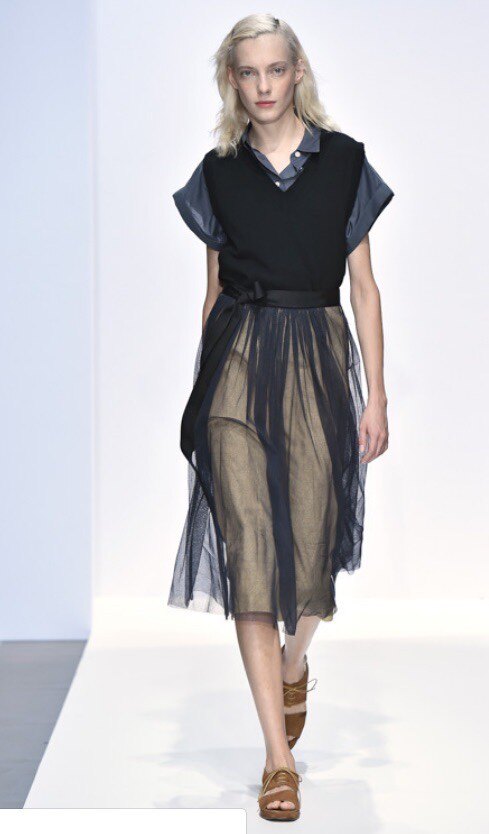 现货mhlmargarethowell亚麻半裙纱裙mhl双层走秀款半身裙