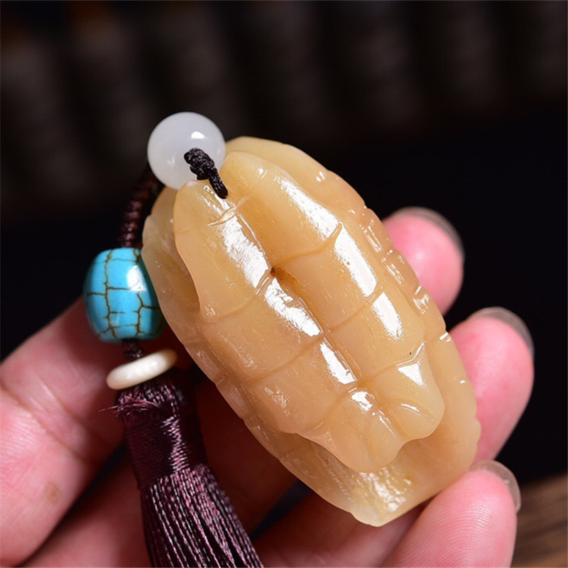 天然老料骆驼雕刻富甲天下手把富甲一方龟壳吊坠摆件