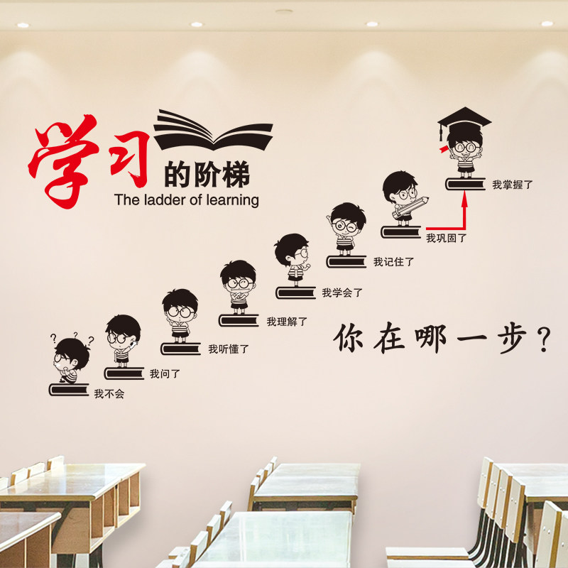 励志贴纸班级文化墙贴画学习培训辅导班教室创意标语装饰布置小学