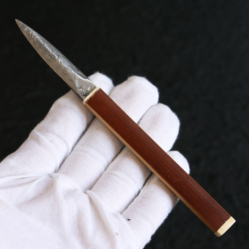 茶刀老煤竹制大马士革钢刀开茶器开普洱茶饼茶道茶道