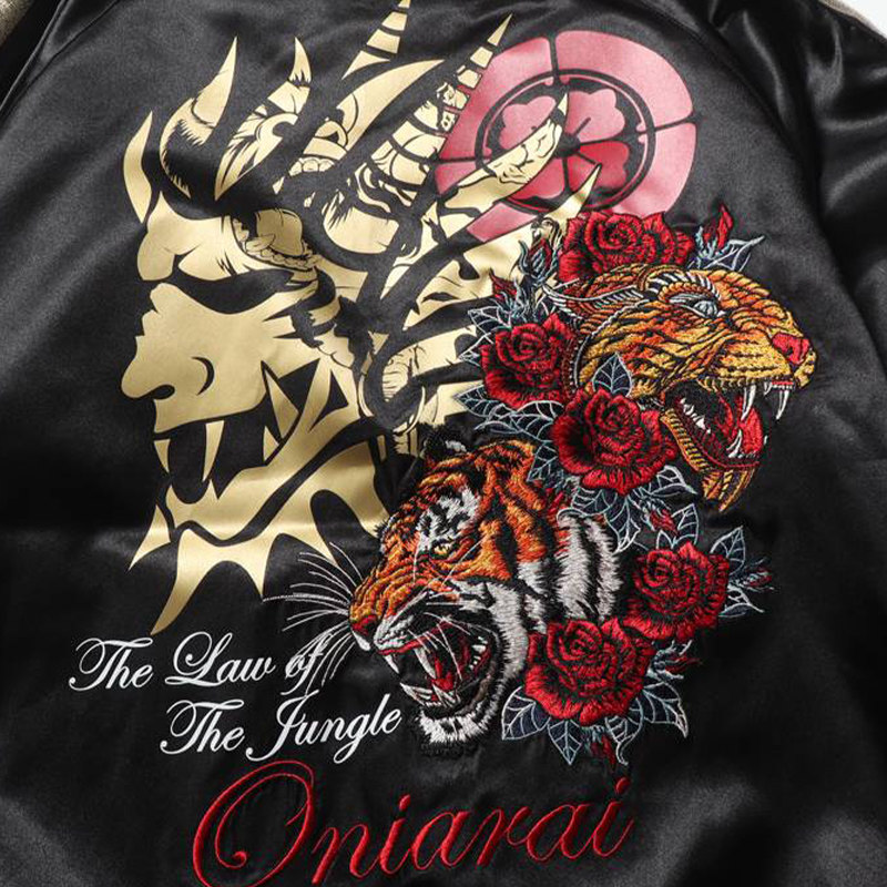 oniarai鬼洗春季新品虎豹丛林横须贺休闲夹克刺绣夹克