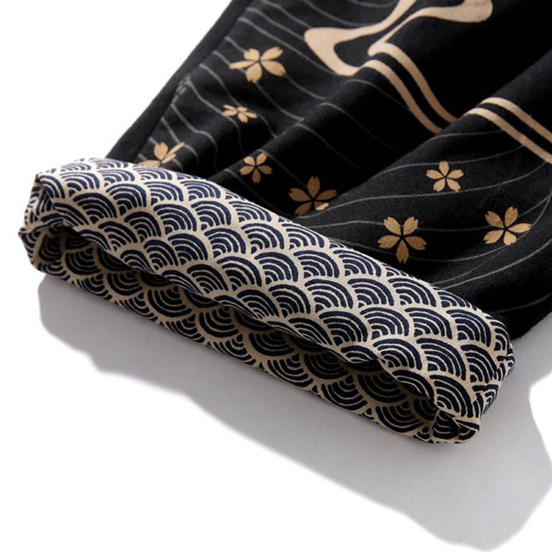 oniarai/鬼洗2017新款男士短裤 泥棒蓝别月花见针织七分裤 n54058