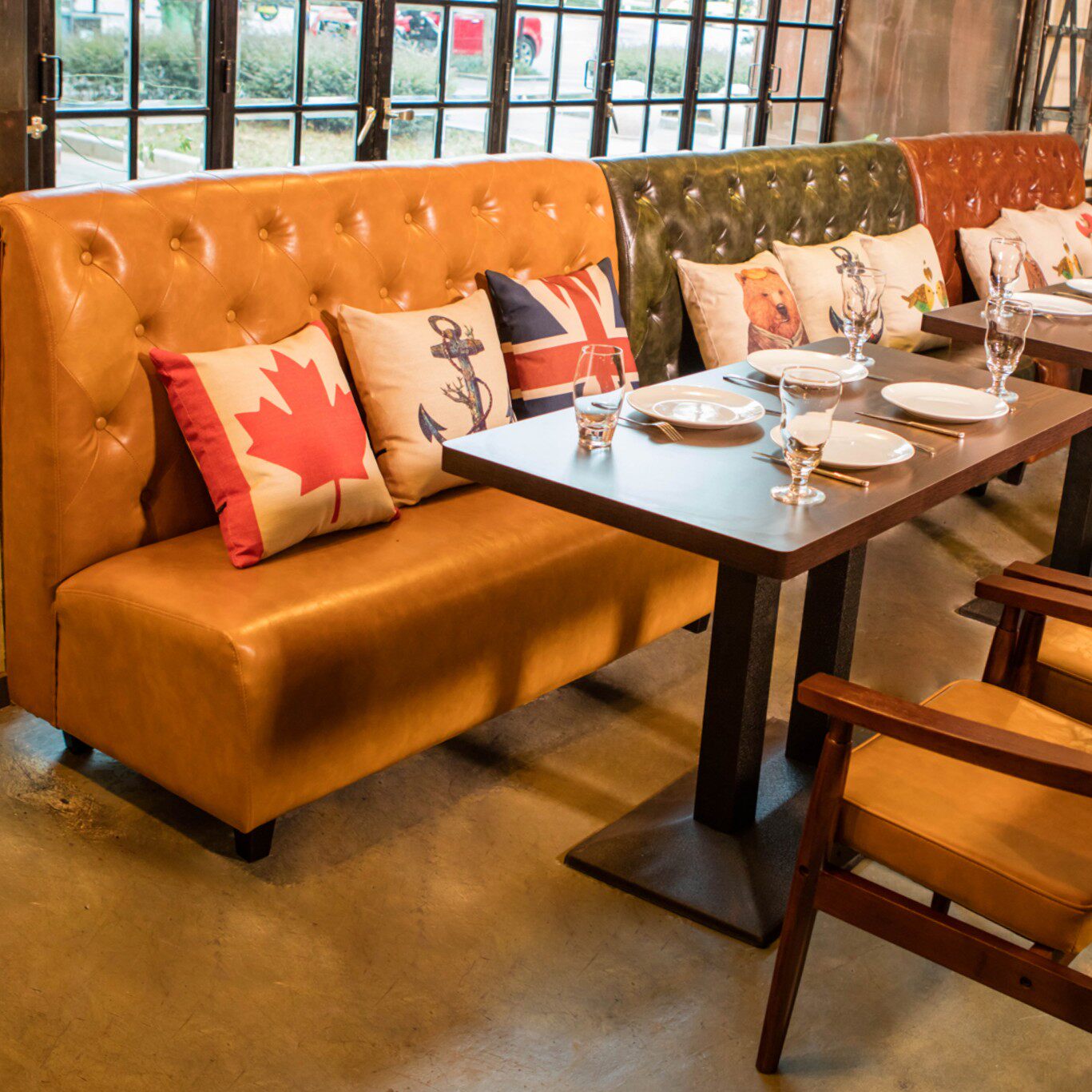 卡座沙发复古西餐厅桌椅组合靠墙奶茶甜品店茶餐卡座