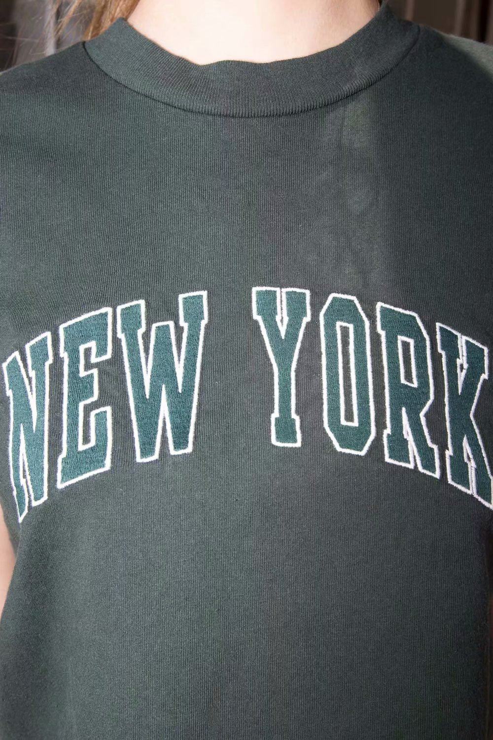 brandymelvillebm官网短款毛边newyork字母印花夏季短袖t恤