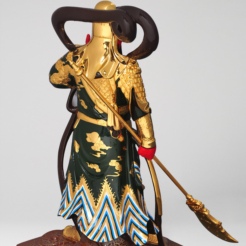 台湾纯铜24k鎏金韦陀菩萨像韦驮迦左右护法摆件