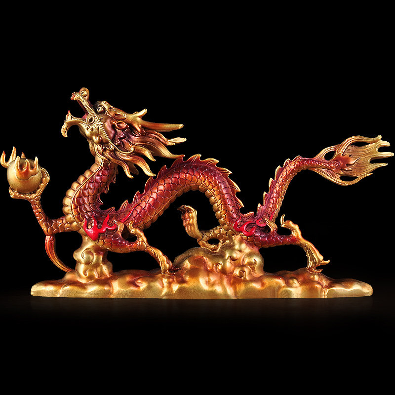 全铜生肖开业装饰品办公室客厅龙客厅风水水龙红色摆件
