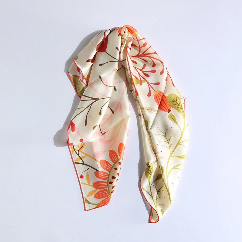 几米诗绸韩版春秋百搭真丝大方方巾桑蚕蚕丝丝巾围巾