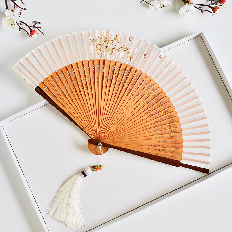 淡雅中国国风扇子折扇古风随身汉服日本和风扇子