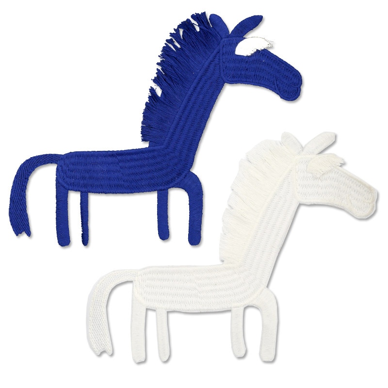 贴布衣服补丁时尚刺绣贴花蓝色白色破洞装饰布贴