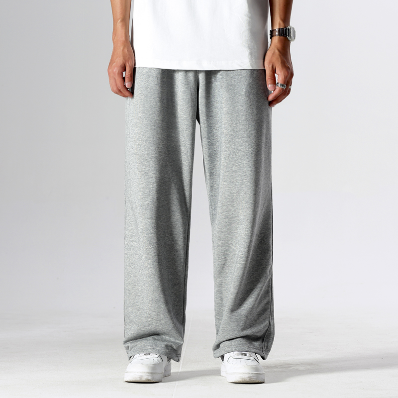 秋季阔腿直筒坠感裤子男宽松垂感休闲长裤百搭针织卫裤运动篮球裤