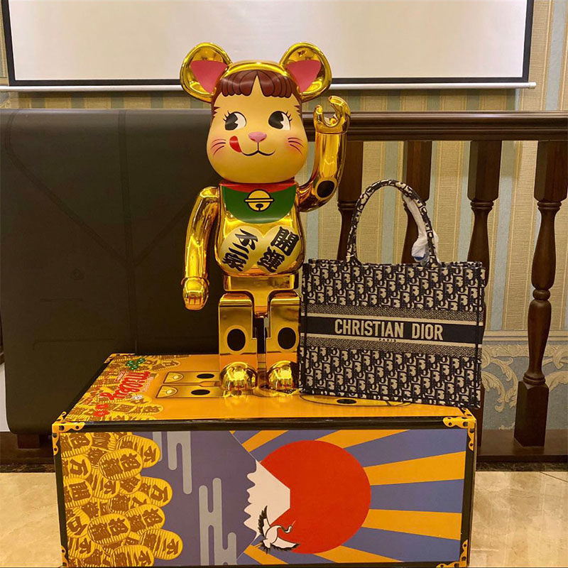 bearbrick400梵高公仔摆件高端暴力熊电镀千秋积木熊手办潮玩盲盒