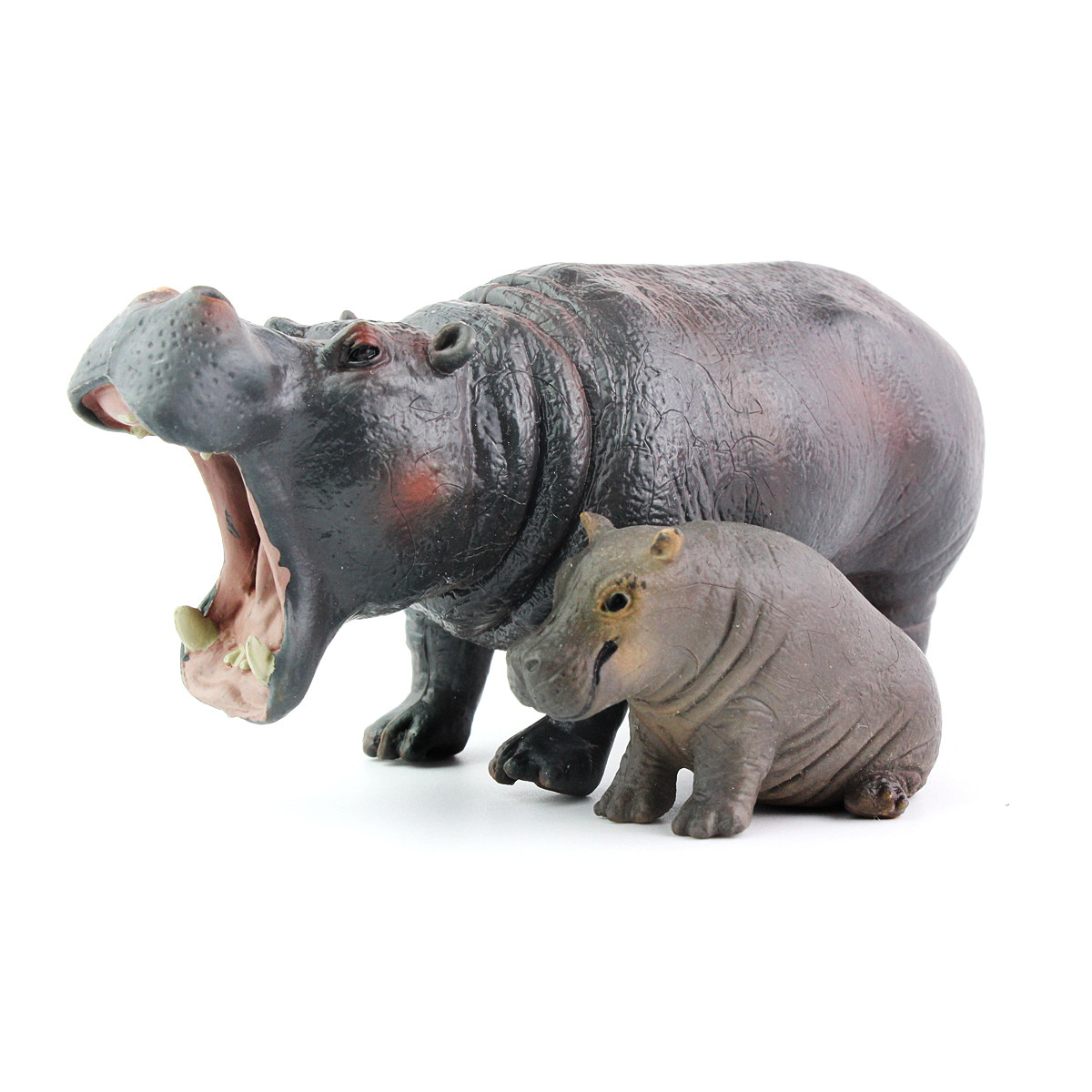 外贸新款2只野生动物世界河马模型仿真实心动物仿真