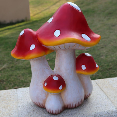 花园摆件树脂仿真蘑菇园林雕塑摆设工艺品庭院景观植物小区装饰品
