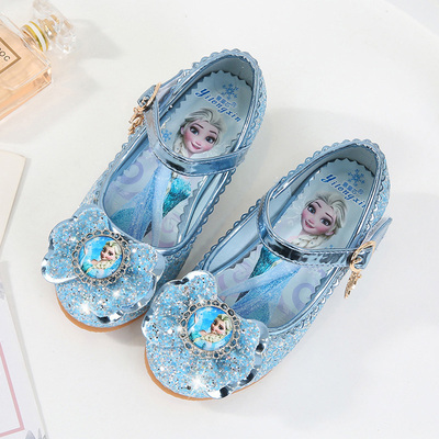 00:00女童高跟鞋2022春秋新款爱莎冰雪奇缘水晶可爱小孩艾莎公主儿童