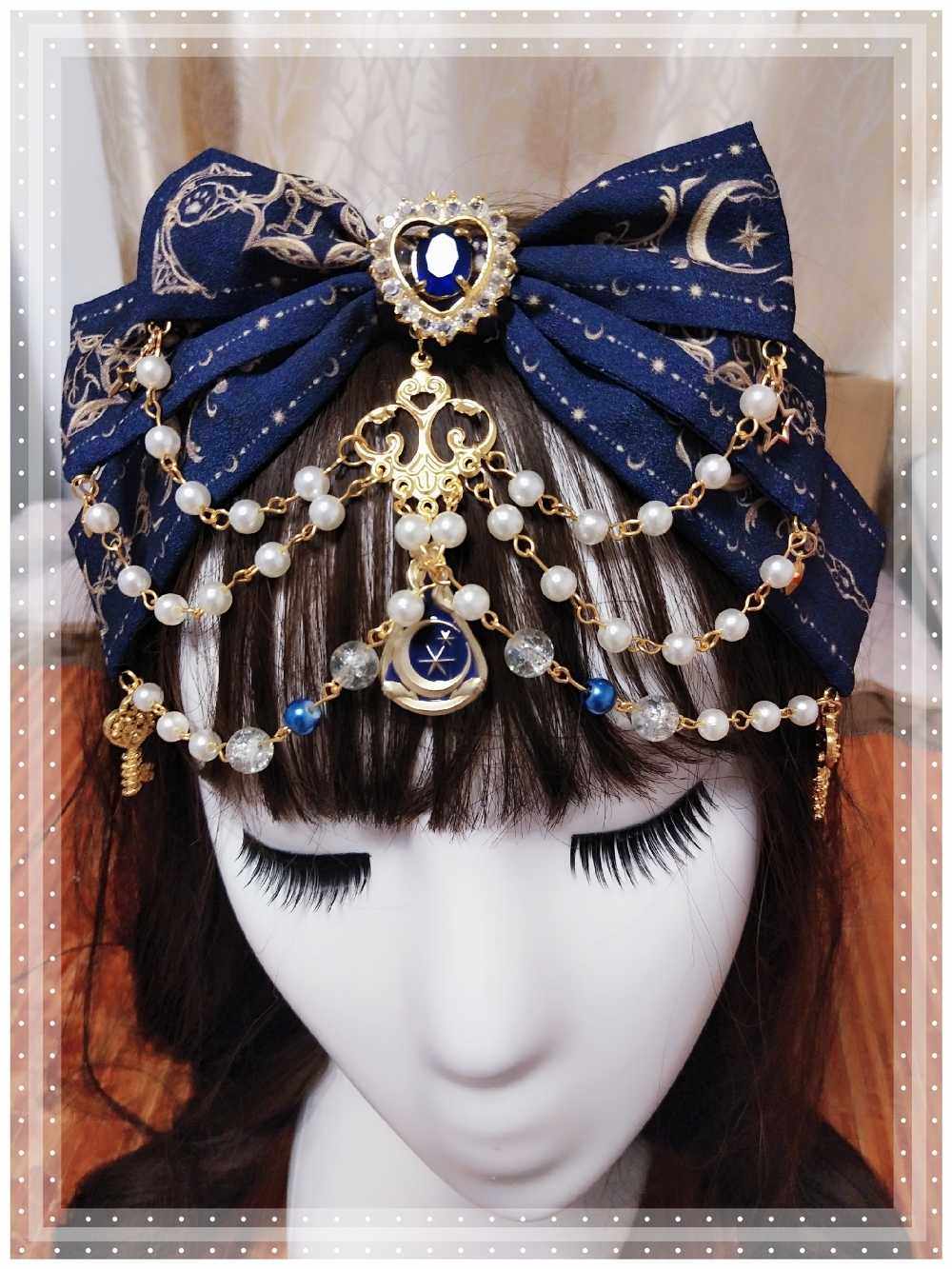 手作lolita小物占星星猫华丽kc太阳边夹发饰