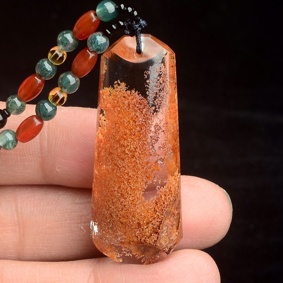 幽灵天然黄幽灵水晶平安无事吊坠无事挂件项坠0381颈饰