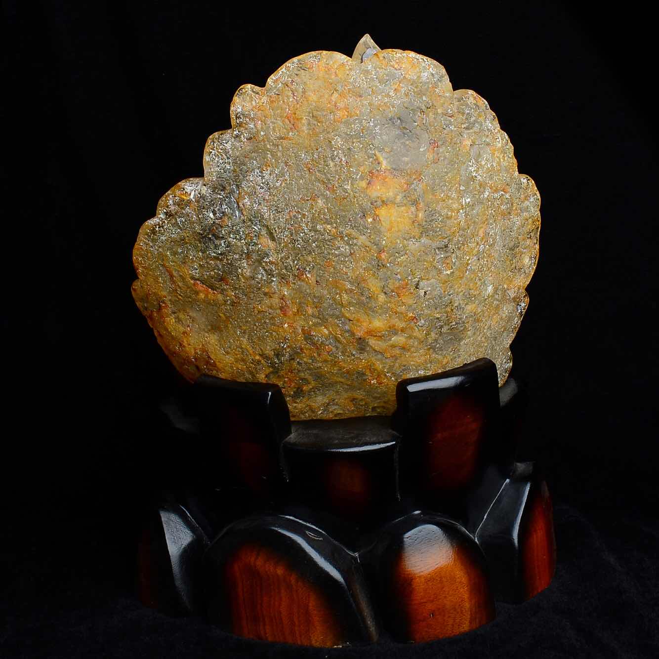 天然水晶黄胶花白金玉满堂摆件05174白水晶金鱼奇石