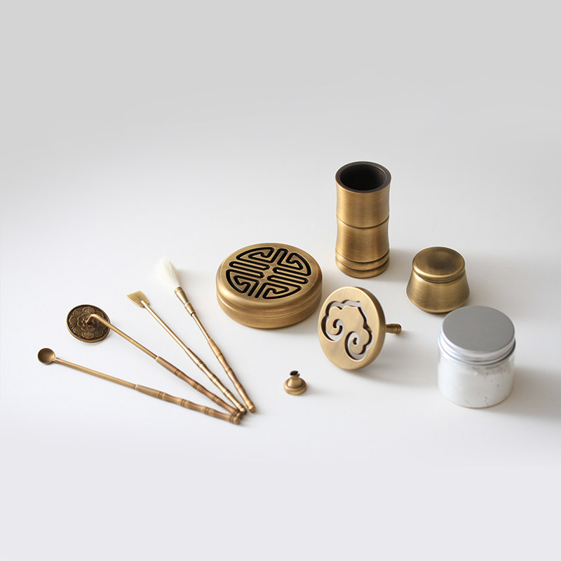 仿古纯铜香道套装香拓香篆香炉打拓用具入门香具用品沉香粉工具套