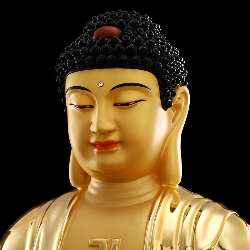 台湾纯铜鎏金释迦牟尼佛像家用供奉大日如来佛祖三宝佛桌面摆件