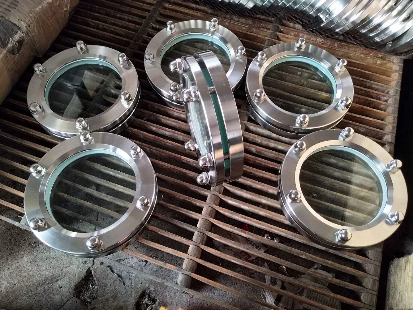 视镜不锈钢法兰视盅jb59364玻璃管道直通观察dn80法兰新