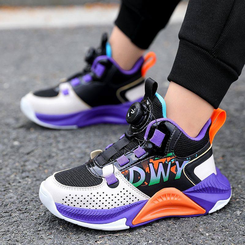 德尔惠儿童篮球球鞋男童夏季网面透气减震旋转运动鞋