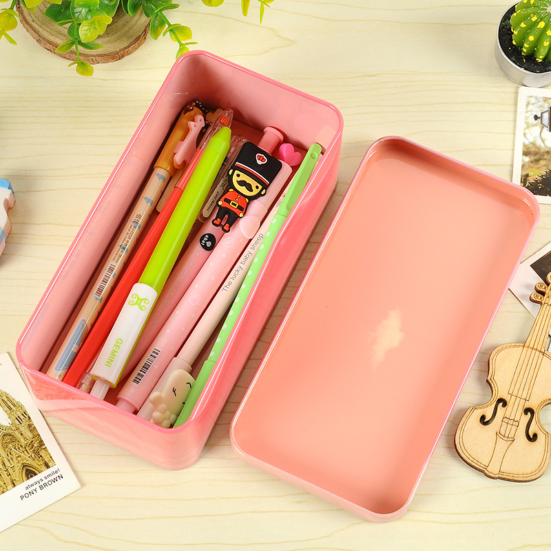 初品/一天 铁盒子 创意唯美天空收纳盒长方形大容量铅笔袋文具盒