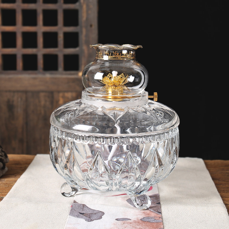 油灯水晶佛灯供灯佛前长明灯防风莲花苏油灯液体烛台