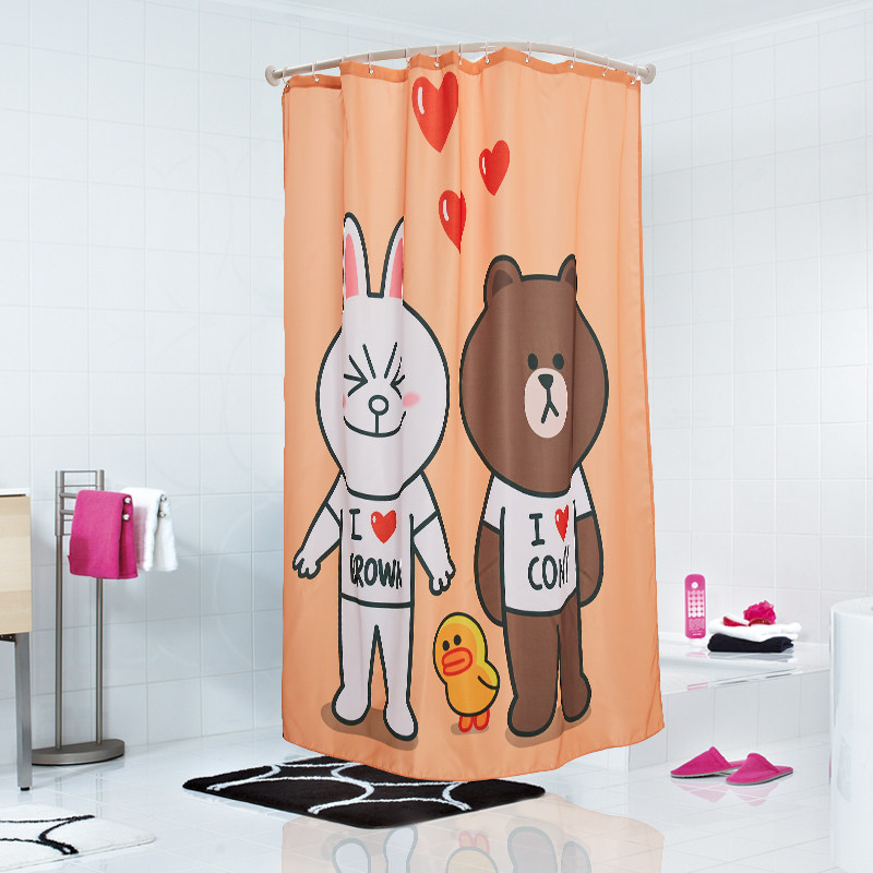 卡通浴帘加厚防水防霉浴帘套装浴室隔帘浴帘布加厚淋浴房帘子定制