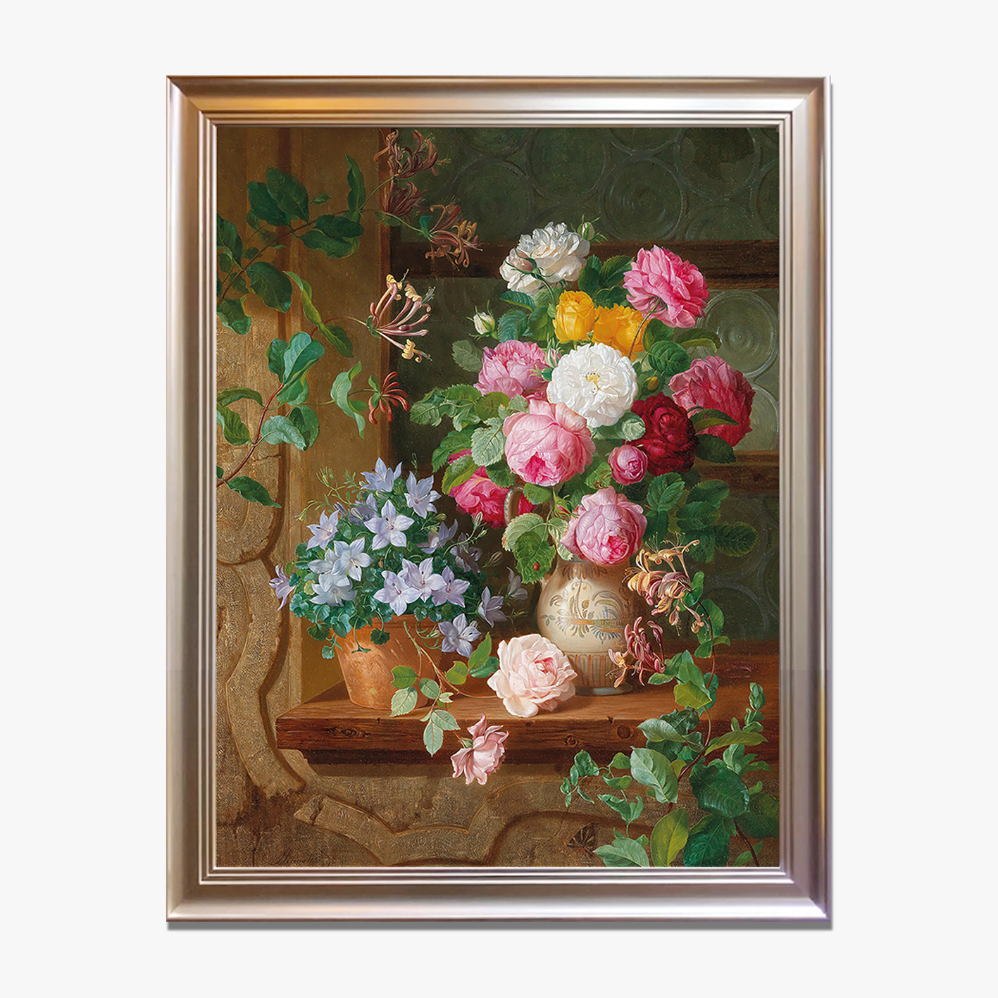 世界名画书房浮雕手绘复刻3d挂画卧室美式静物油画