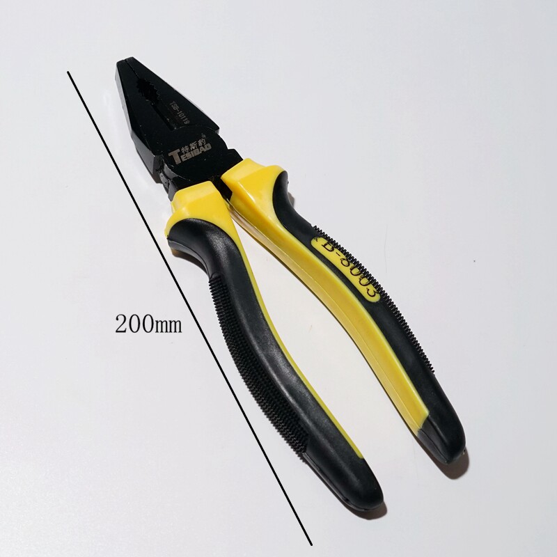 特斯豹8寸胶柄剪钳省力老虎钳钢丝钳手动工具五金工具手钳子包邮