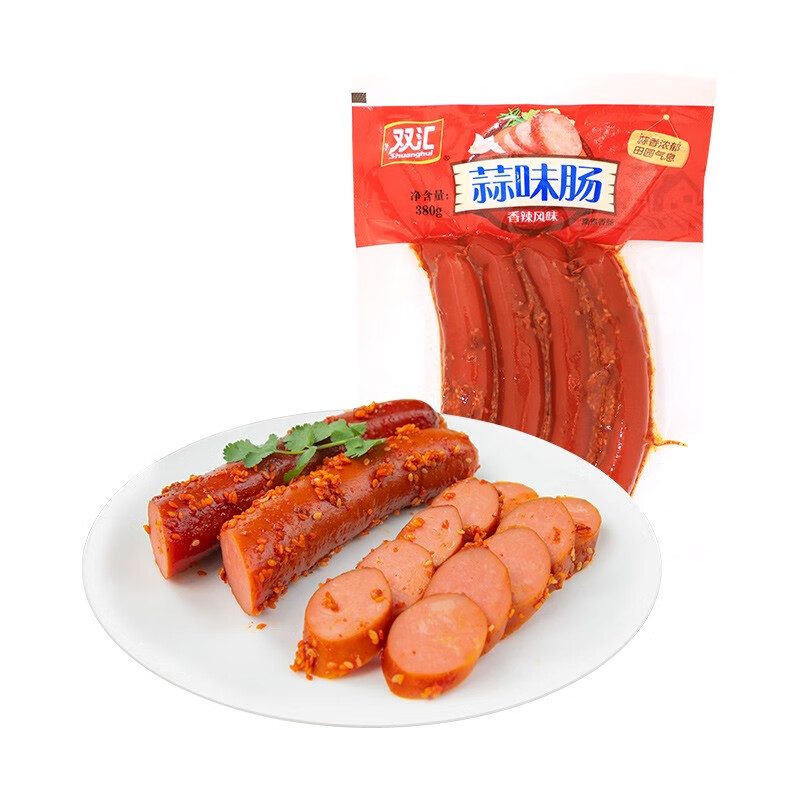 双汇蒜味香辣400g5袋蒜香口味火腿肠速食肉类包装即食肠类