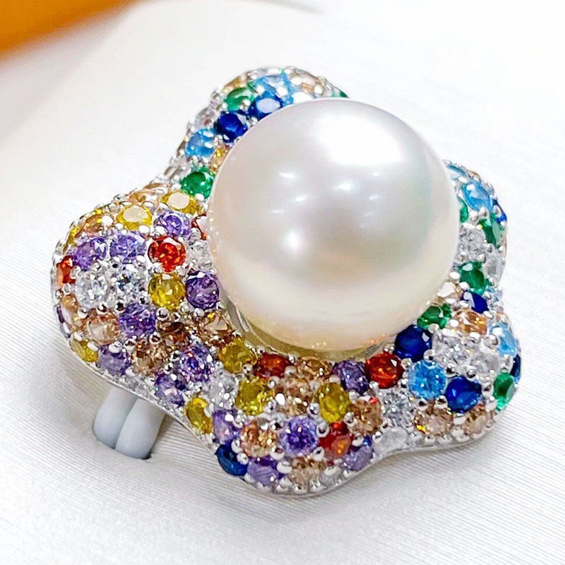 珍妮芙珠宝 几乎无瑕白色淡水珍珠吊坠925银精致彩虹色珍珠项链女