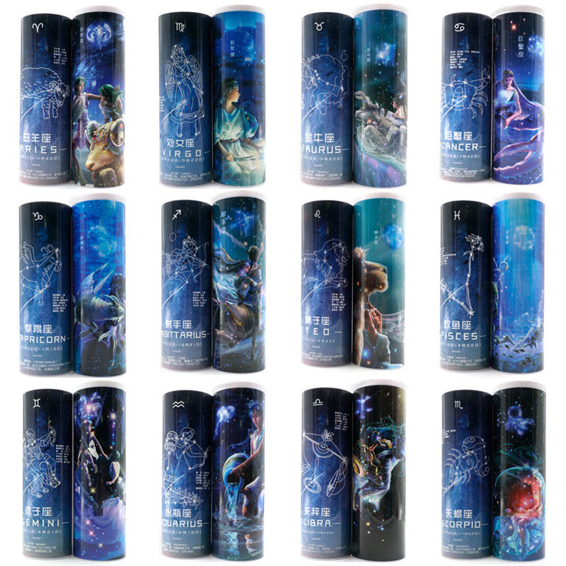 网红文具盒十二星座创意圆筒中小学生笔袋可爱简约女孩文具盒