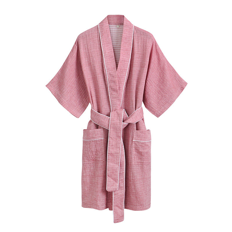 全棉双层纱布和服浴袍男女日式情侣薄款夏睡袍短袖透气大码短浴衣
