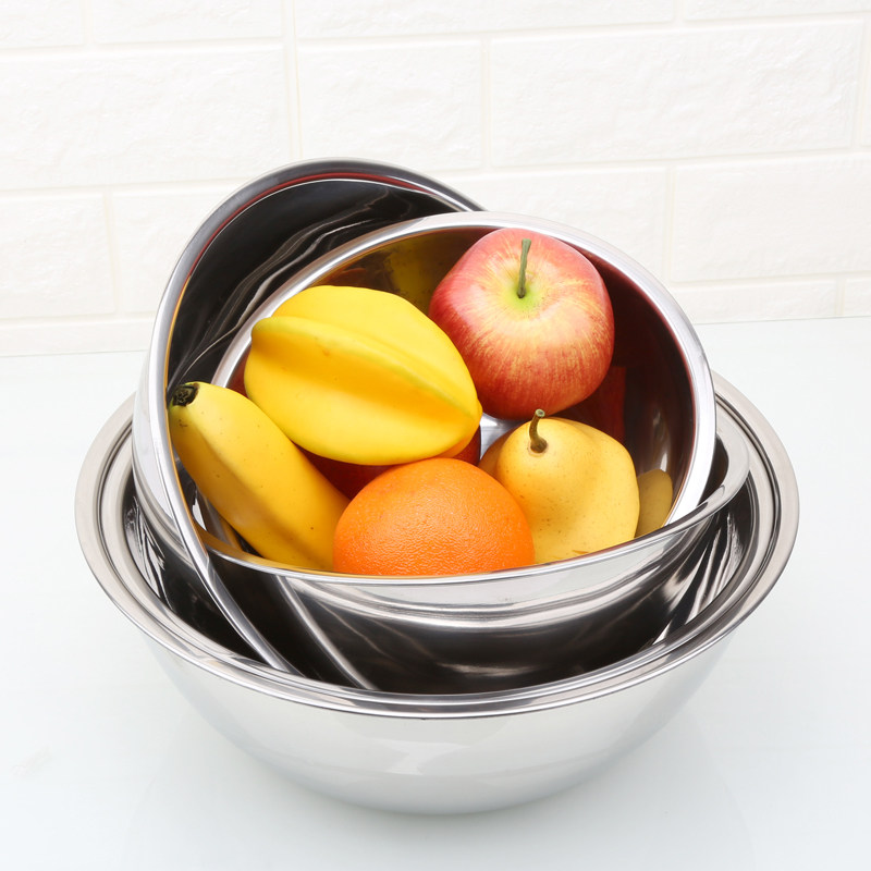 不锈钢加厚物斗打蛋盆揉面盆烘培搅拌深盆38cm盆