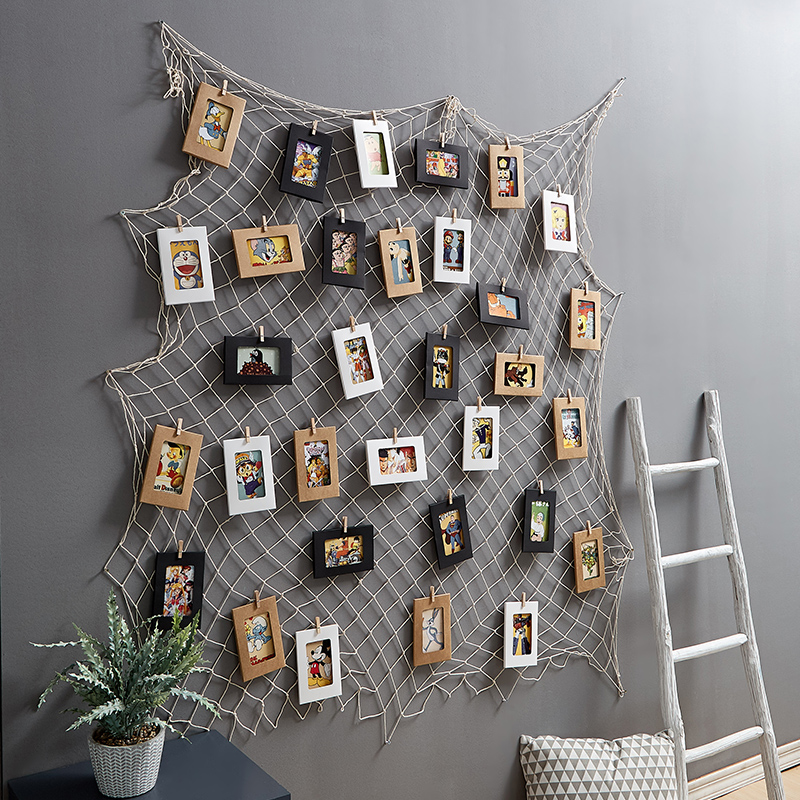 地中海渔网照片麻绳墙面装饰幼儿园创意挂饰网红壁饰