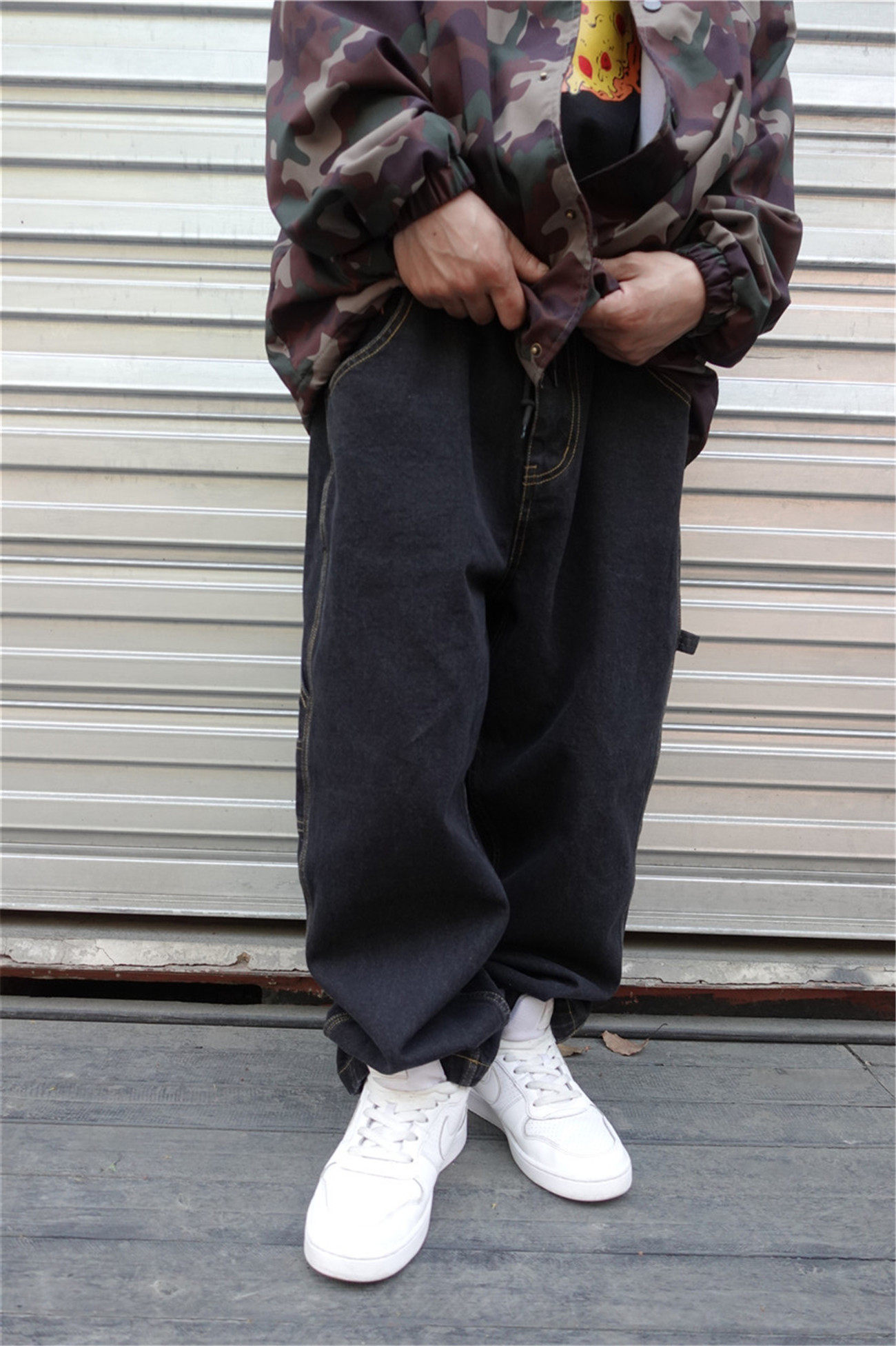 布吉商店chicano牛仔裤美式西海岸匪帮街头嘻哈宽松牛仔裤