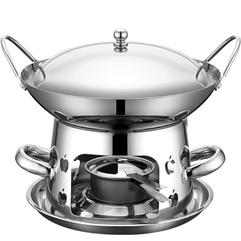 酒精干锅锅家用商用固体锅仔加厚不锈钢小火火锅火锅
