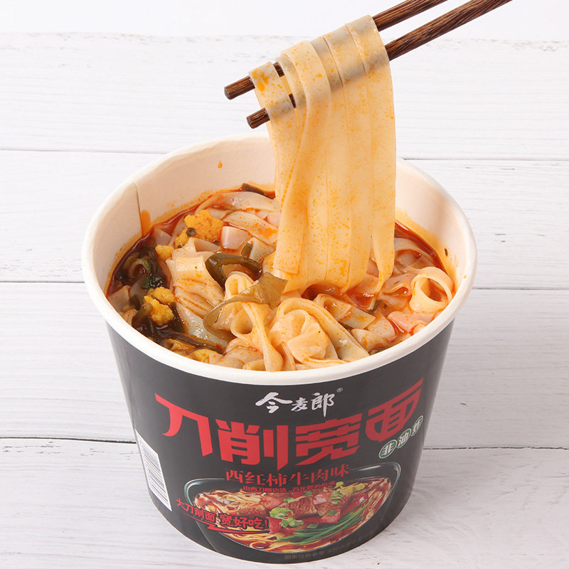 今麦郎刀削宽面西红柿牛肉味129g/桶*6方便面非油炸
